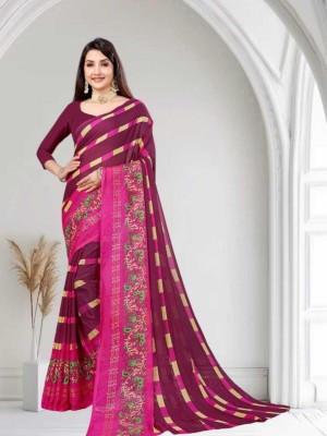 Jalaram Fashion Printed Daily Wear Georgette Saree(Purple)