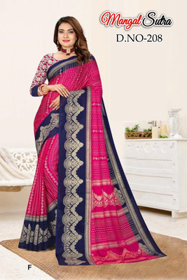 VD PRINTS Printed Leheria Silk Blend Saree(Dark Green)