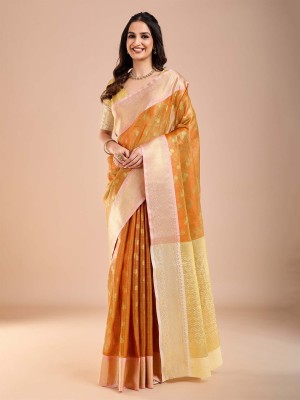 ANOUK Woven Banarasi Tissue Saree(Orange)