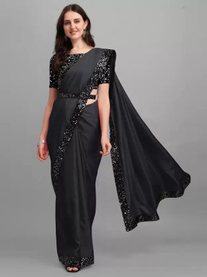 luzi Embroidered Bollywood Georgette Saree(Black)