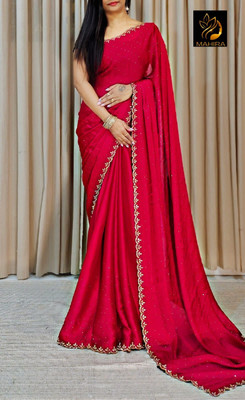 NITYA CREATION Embroidered Daily Wear Pure Silk Saree(Red)