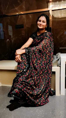 MY LOFY Printed Bollywood Georgette Saree(Black)