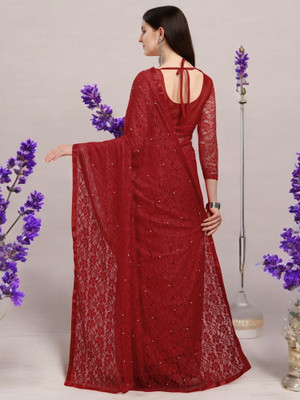NEXA Self Design Bollywood Net Saree(Maroon)
