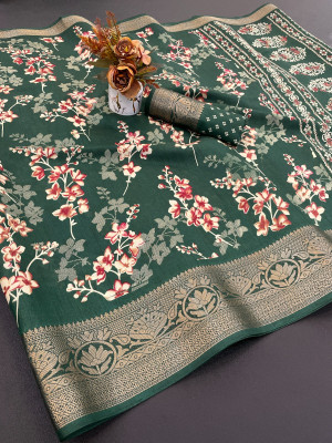 Aika Digital Print Daily Wear Art Silk Saree(Green)