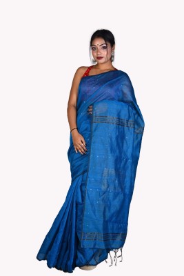 jammdanilaxmi Printed Handloom Cotton Silk Saree(Light Blue)
