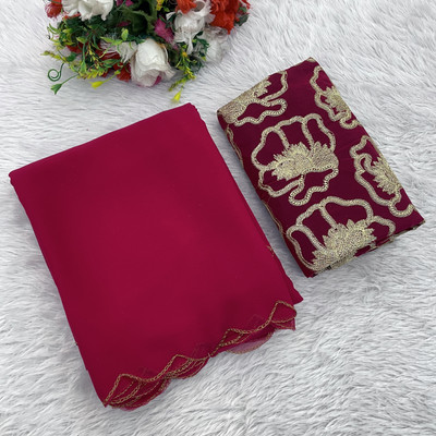 V AMAN FASHION Solid/Plain, Self Design Bollywood Georgette Saree(Maroon)