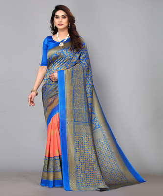 Nirvaan Printed Bollywood Art Silk Saree(Orange)