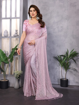 NIRMOHIFASHION Self Design Bollywood Net Saree(Pink)