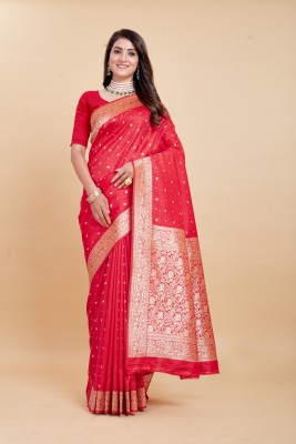 GOPINATH WEAVES Woven Banarasi Pure Silk Saree(Red)