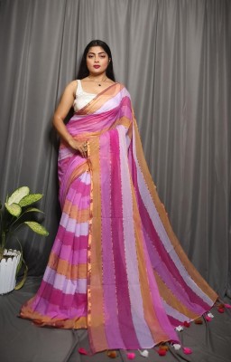 NAMITASAREES Striped Handloom Pure Cotton Saree(Multicolor)