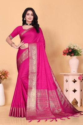 Aarunika LGF Solid/Plain Bollywood Pure Silk Saree(Pink)