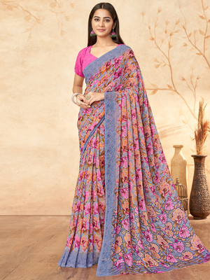Divastri Printed Bollywood Georgette Saree(Pink)