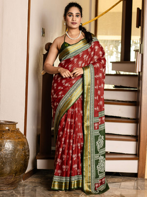 Anouk Rustic Printed Daily Wear Cotton Blend Saree(Multicolor)
