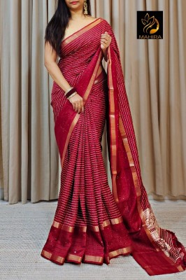 Sarvada Printed, Woven Bollywood Silk Blend Saree(Maroon)