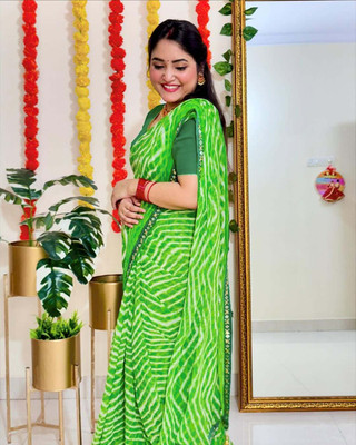 HouseOfCommon Printed Bollywood Georgette Saree(Green)