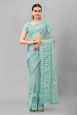 JSItaliya Embroidered Bollywood Net Saree(Light Green)
