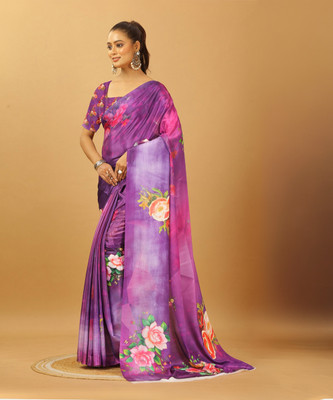 nirmal creation Self Design Bollywood Crepe Saree(Purple)