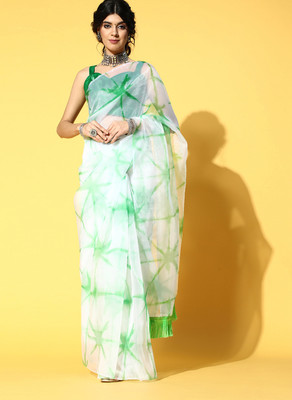 Divastri Printed Bollywood Organza Saree(White)