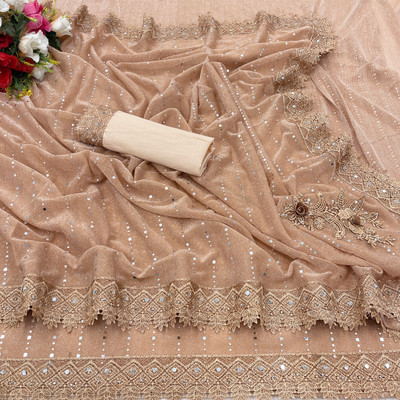 Vraggi Embellished Bollywood Lycra Blend Saree(Orange)