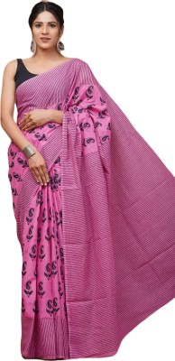 dosayafabrics Printed Daily Wear Pure Cotton Saree(Pink)