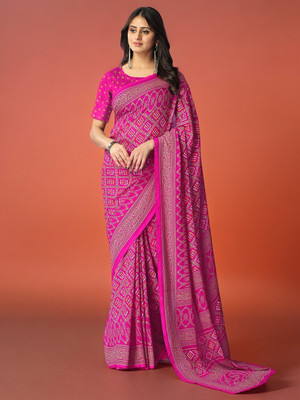 Leelavati Printed Daily Wear Georgette Saree(Pink)