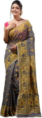 basak creation Woven Jamdani Cotton Blend Saree(Multicolor)