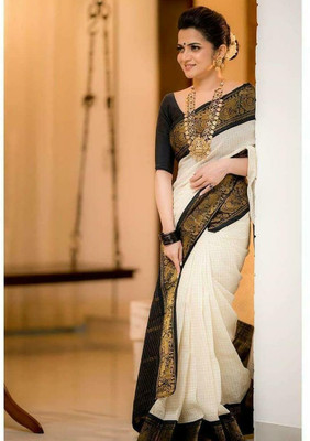 AMRUTKALA SAREES Woven Banarasi Silk Blend Saree(Black)