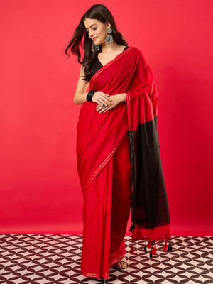 Tasrika Printed Mysore Cotton Blend Saree(Red)