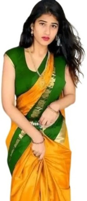 Shruti Bandhani Woven Kanjivaram Cotton Silk Saree(Multicolor)