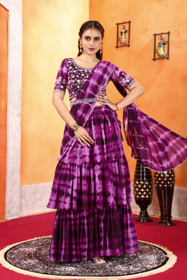 CHHELAJI Printed Stitched Lehenga Choli(Purple)