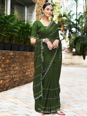 LAKHADATARI PRINTS Self Design, Embellished Bollywood Georgette Saree(Green)