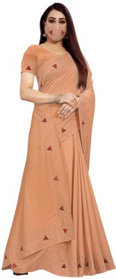 pUNYATHA CREATION Embroidered Chanderi Art Silk Saree(Cream)