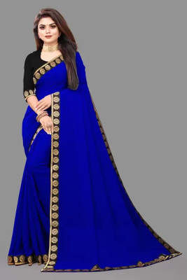 OKTAT Solid/Plain Banarasi Georgette Saree(Black)