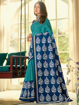 Sareemall Digital Print Daily Wear Cotton Blend, Art Silk Saree(Blue)