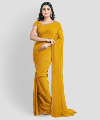 Vedantu Embroidered Bollywood Pure Silk Saree(Yellow)