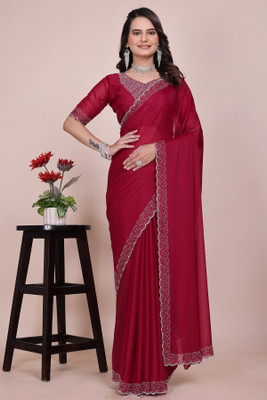 NEELMADHAV FASHION Embellished Bollywood Georgette Saree(Red)