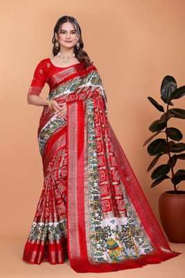 UDANI ENTERPRISE Printed Bandhani Art Silk Saree(Red)