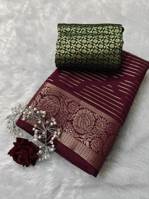 Sakhi Vastra Digital Print, Woven Banarasi Jacquard, Silk Blend Saree(Magenta)