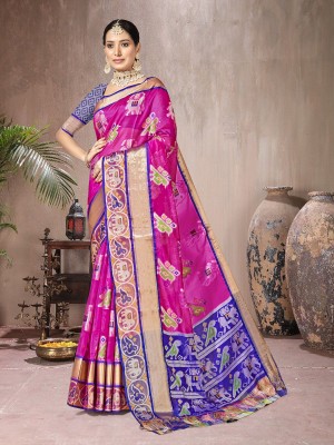 sagarika Woven Kanjivaram Silk Blend Saree(Pink)