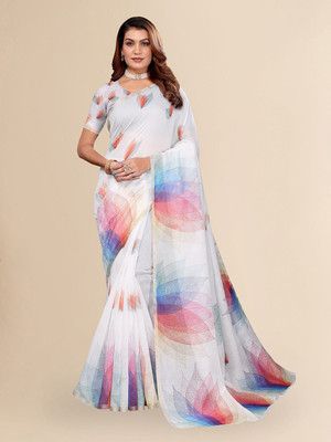 Moda Rapido Printed Bollywood Cotton Blend Saree(Multicolor)