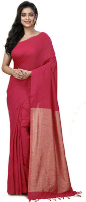 Oishani Saree Ghor Woven Jamdani Cotton Silk Saree(Red)
