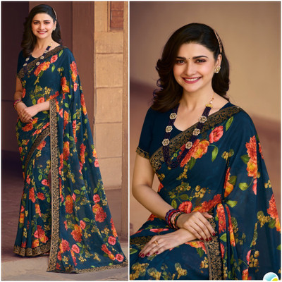 V And V Shop Printed Daily Wear Georgette Saree(Multicolor)