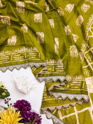 Divastri Printed Daily Wear Cotton Blend Saree(Green)
