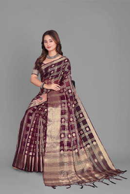 Aarunika SST Solid/Plain Bollywood Organza Saree(Magenta)