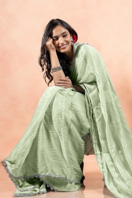 SUBHAM Embellished Bollywood Organza Saree(Light Green, Silver)