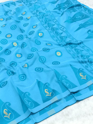 Ruhabs Woven Jamdani Muslin Saree(Blue)