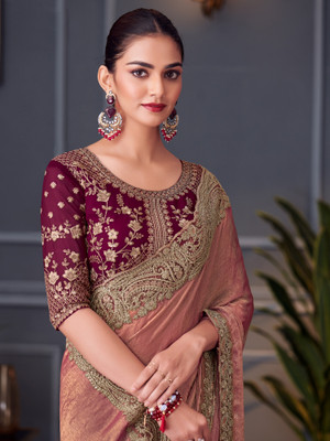 Sareemall Embellished Bollywood Chiffon Saree(Purple)