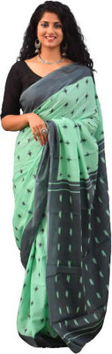 Tropwear Printed, Self Design, Digital Print, Hand Painted, Blocked Printed Sambalpuri Pure Cotton Saree(Green)