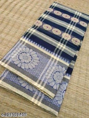 p fashion Self Design Tant Pure Cotton Saree(Dark Blue)