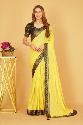 Parmila Fashion Embellished Bhagalpuri Silk Blend Saree(Yellow)